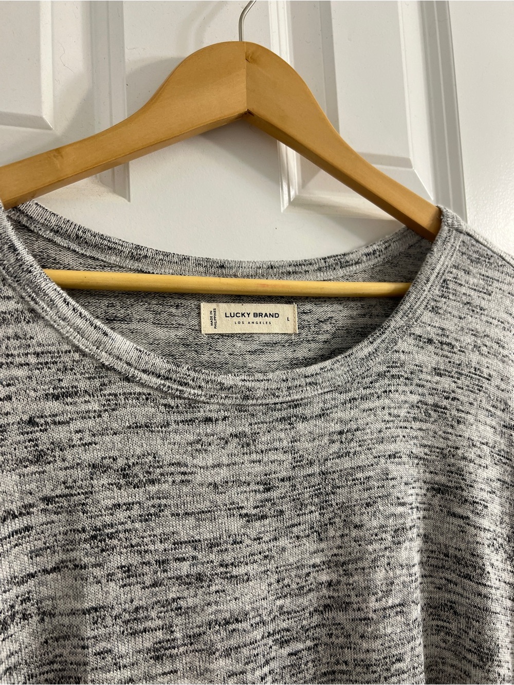 Lucky Brand Cloud Soft NWT Women's Gray Marled Long-Sleeve Top- Large - Picture 3 of 9